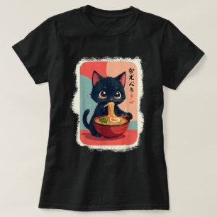 Camiseta Kitten Comendo Noodles Japoneses Anime Gato De Beb