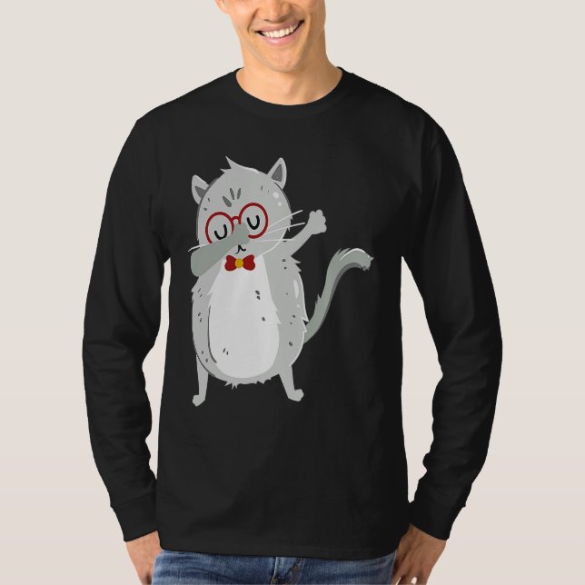 Camiseta Kitten Dab I Grey Cat with Glasses I Dabbing Cats (Frente)