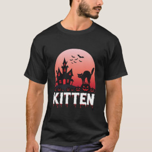 Camiseta Kitten do Dia das Bruxas Casa Assombrada Design de
