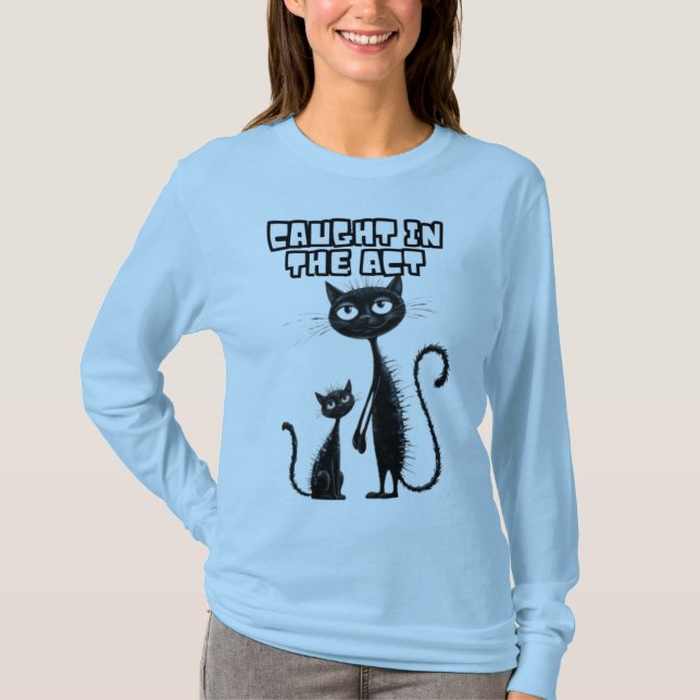 Camiseta Kitten Duo: Kitten Preto e Seu Pequeno Amigo (Frente)