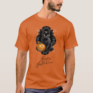 Camiseta Kitten e Jack o'Lantern do Halloween