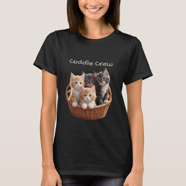 Camiseta Kitten Lovers Cuddle Crew (Frente)