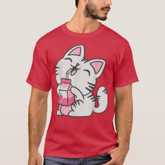 Camiseta Kitten Milk Drink Otaku Neko Japan T-Shirt