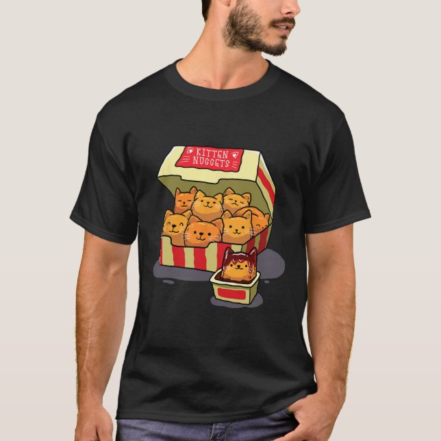 Camiseta Kitten Nuggets Comida Pun Gato Pover Gift Galinha  (Frente)