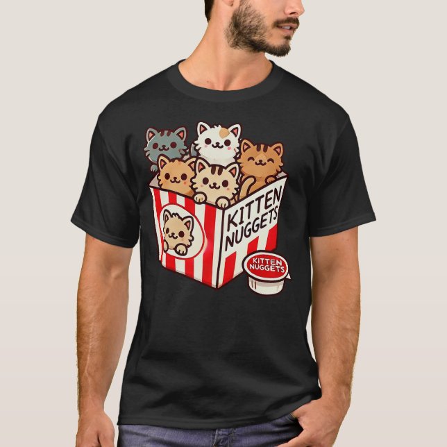 Camiseta Kitten Nuggets Funny Cute Food Pun Cat Lover Chick (Frente)