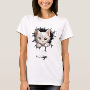 Camiseta Kitten personalizado a sair do buraco falso