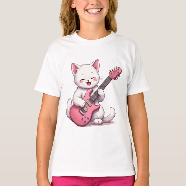 Camiseta Kitten Playing Guitar (Frente)