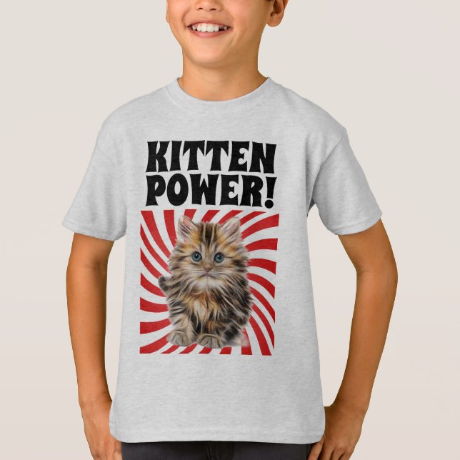 Camiseta KITTEN POWER, T-shirts de gatos, T-shirts de crian (Frente)