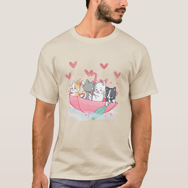 Camiseta Kitten Umbrella T-Shirt (Frente)