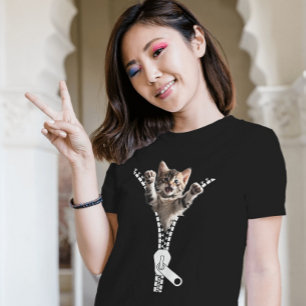 Camiseta Kitten Zipper T-shirt