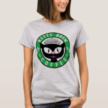 Kitty Brew Coffee Gato de Desenho Preto Fofo