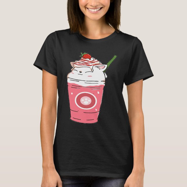 Camiseta Kitty Cat Smoothie de Morango (Frente)
