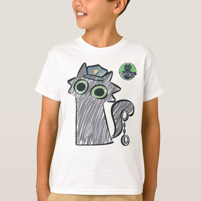 Camiseta Kitty Cop – Purrtect & Serve Crianças (Frente)