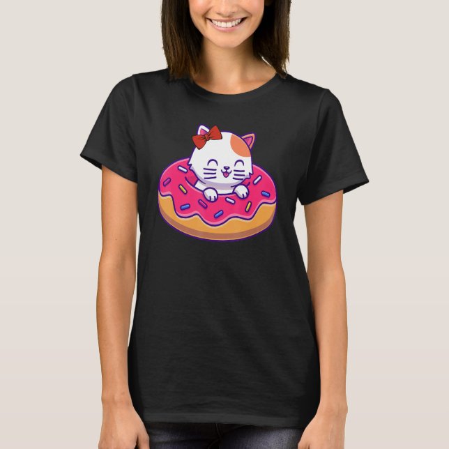 Camiseta Kitty Kitten Donut Sprinkles Summer Swimming Women (Frente)