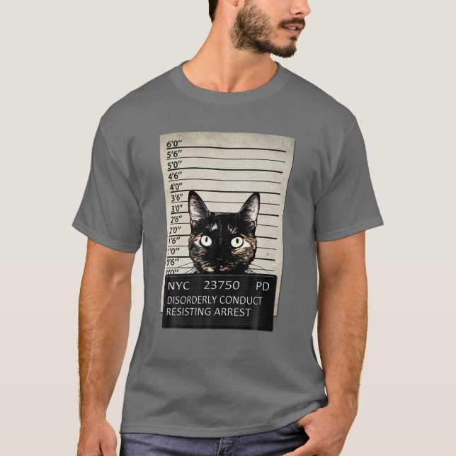 Camiseta Kitty Mugshot Feline Cat Criminal Jail Prison Arre (Frente)