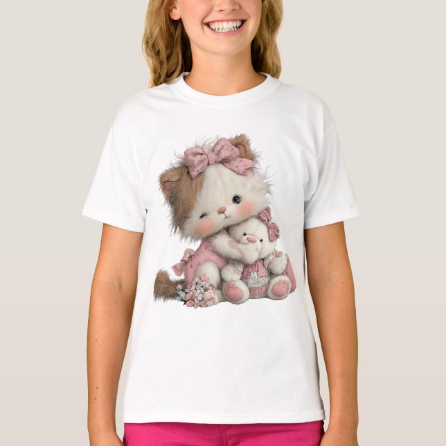 Camiseta “Kitty & Teddy” Gato Fofo (Frente)
