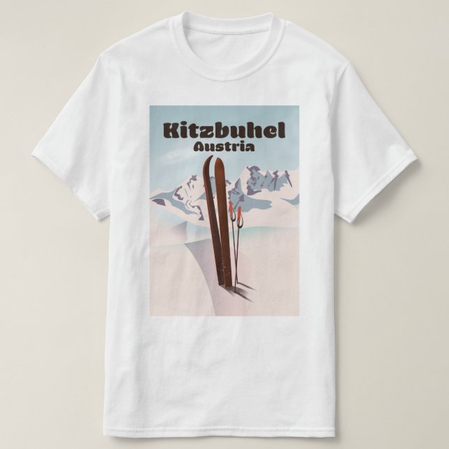 Camiseta kitzbuhel poster de esqui austríaco (Frente do Design)