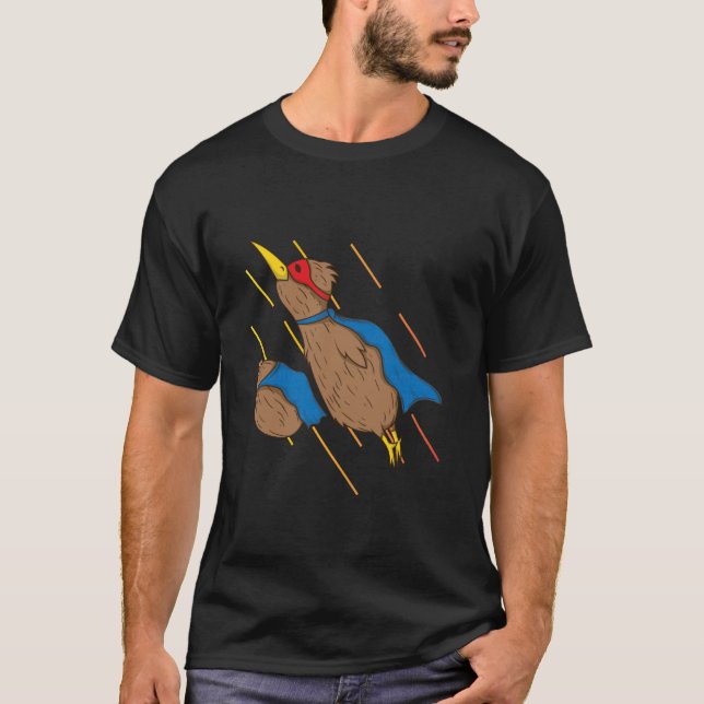 Camiseta Kiwi Bird and Kiwi Fruit Fly Like Superheroes (Frente)