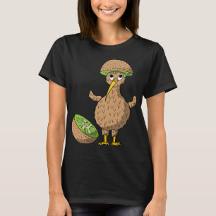 Camiseta Kiwi Bird com Fruta de Kiwi como chapéu