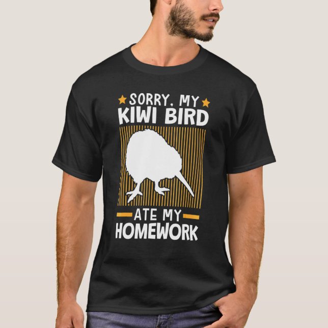 Camiseta Kiwi Bird Comeu Meu Trabalho De Casa Um Pássaro Ki (Frente)