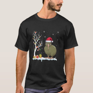 Camiseta Kiwi Bird Santa Hera Festiva Árvore Festiva Natal