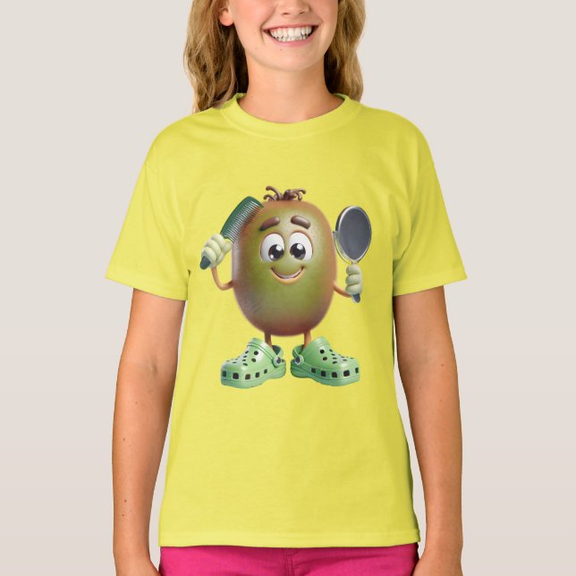Camiseta Kiwi com um pente e espelho (Frente)