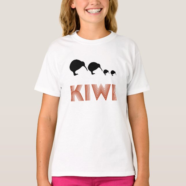 Camiseta Kiwi Family Retro Graphic Kids Shirt Ringer (Frente)