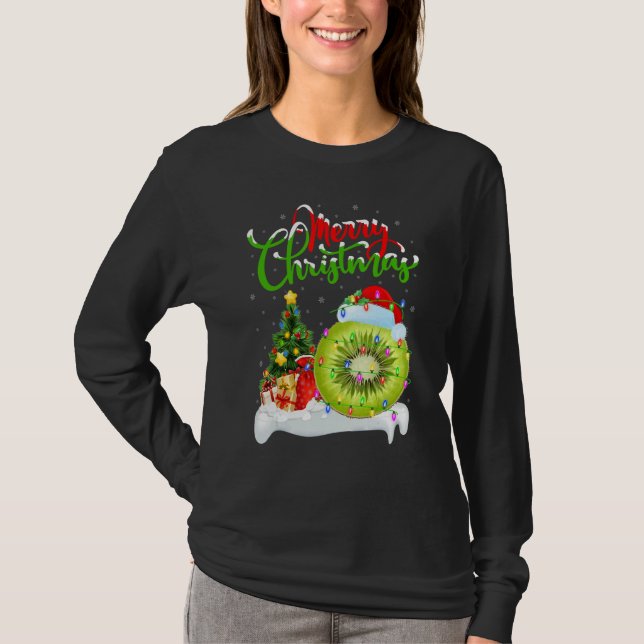 Camiseta Kiwi Fruit   Xmas Decorations Santa Kiwi Fruit Chr (Frente)