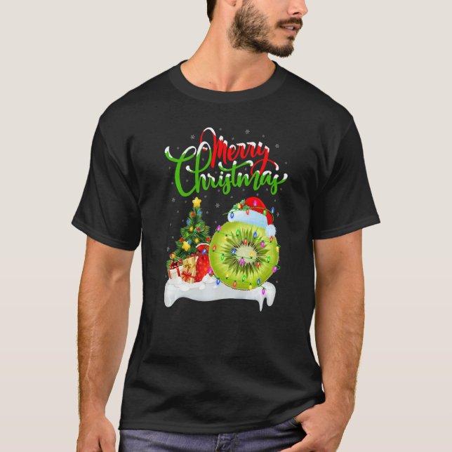 Camiseta Kiwi Fruit  Xmas Decorations Santa Kiwi Fruit Chri (Frente)