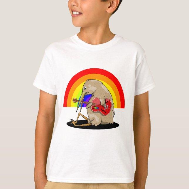 Camiseta kIWI tocando violão acústico (Frente)