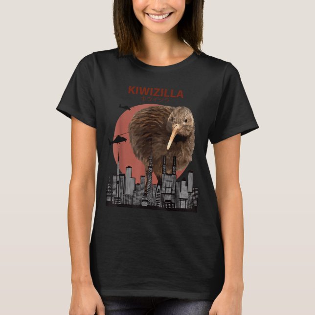 Camiseta Kiwizilla Funny Kiwi _ New Zealand Bird Lovers Gif (Frente)