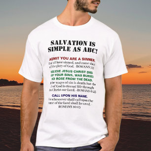 Camiseta KJV Gospel ABC Salvação de Fé Cristã Jesus