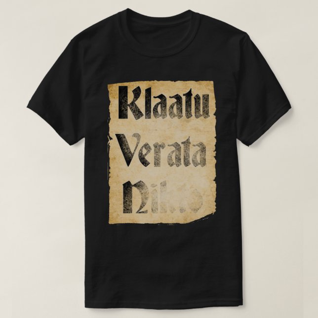 Camiseta Klaatu Verata Necktie (Frente do Design)