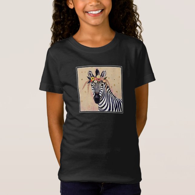 Camiseta Klimt Zebra | Adornada Em Flores (Frente)