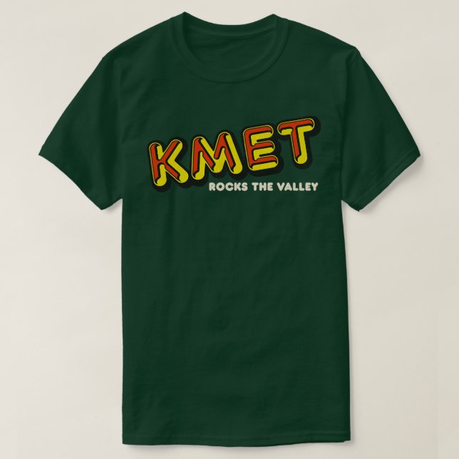 Camiseta KMET Rocks the Valley Retro Defunct LA Radio Stati (Frente do Design)