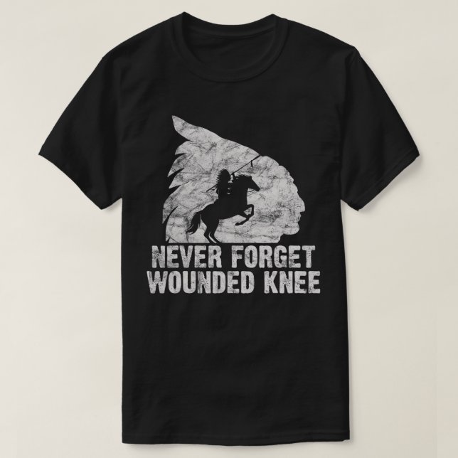 Camiseta Knee Nativo Americano Lakota Tribe Chefe vi (Frente do Design)