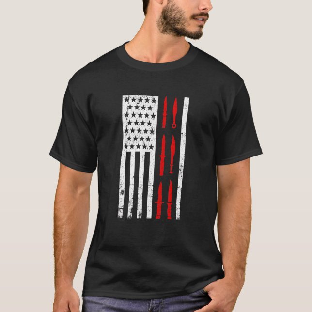 Camiseta Knife Collector Knives Coletando o American Flag C (Frente)