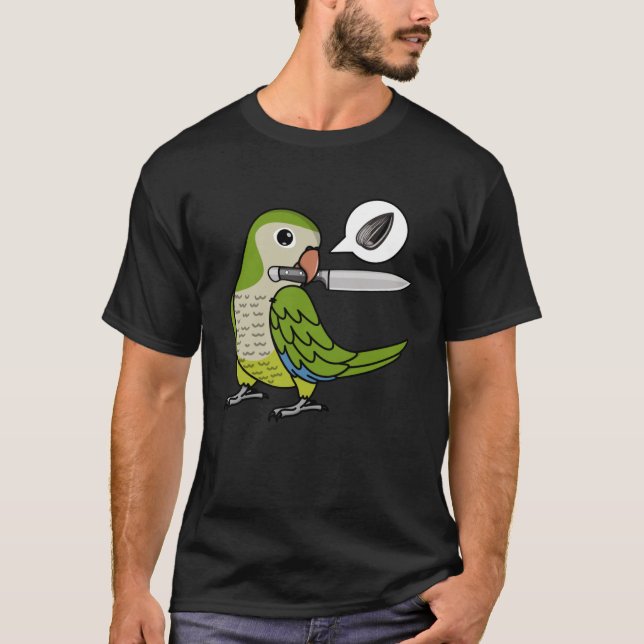 Camiseta Knife Parrot Quer Seeds I Green Monk Parakeet Qua (Frente)