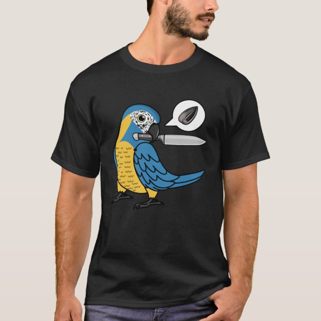 Camiseta Knife Parrot Quer Sementes I Blue garganta Macaw (Frente)