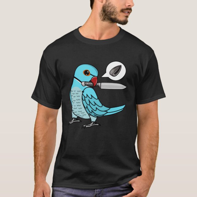Camiseta Knife Parrot Quer Sementes I Blue Indian Ringneck (Frente)