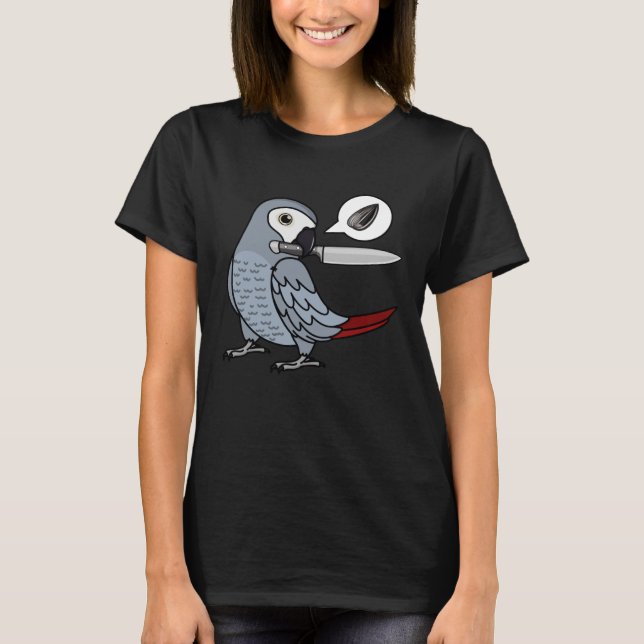 Camiseta Knife Parrot Quer Sementes Na Cinza Africana (Frente)