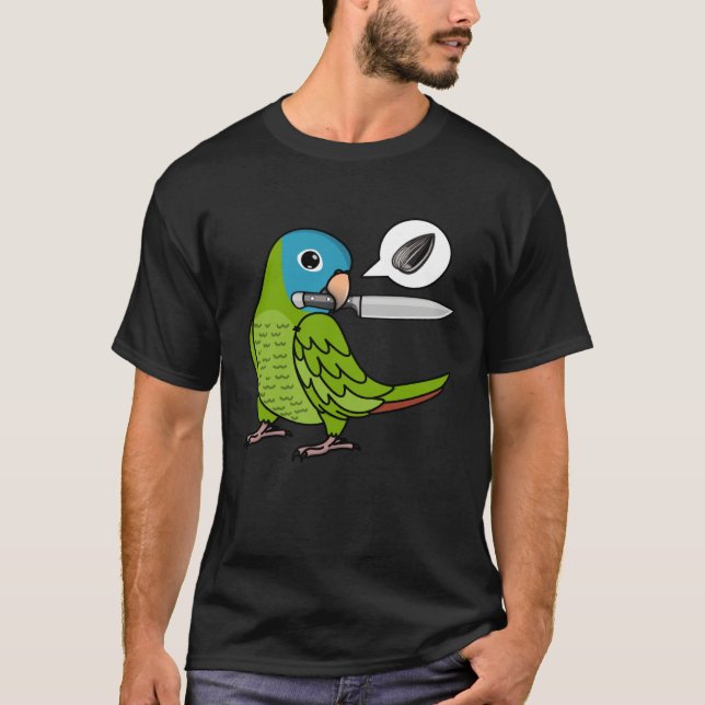 Camiseta Knife Parrot Wants Seeds I Blue crowned Conure (Frente)