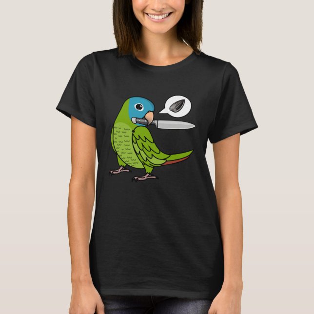 Camiseta Knife Parrot Wants Seeds I Blue crowned Conure (Frente)