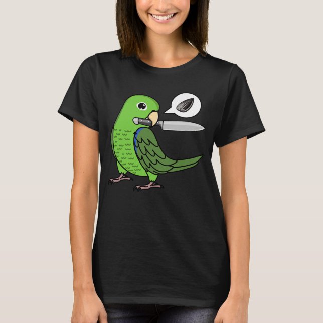 Camiseta Knife Parrot Wants Seeds I Green Parrotlet (Frente)