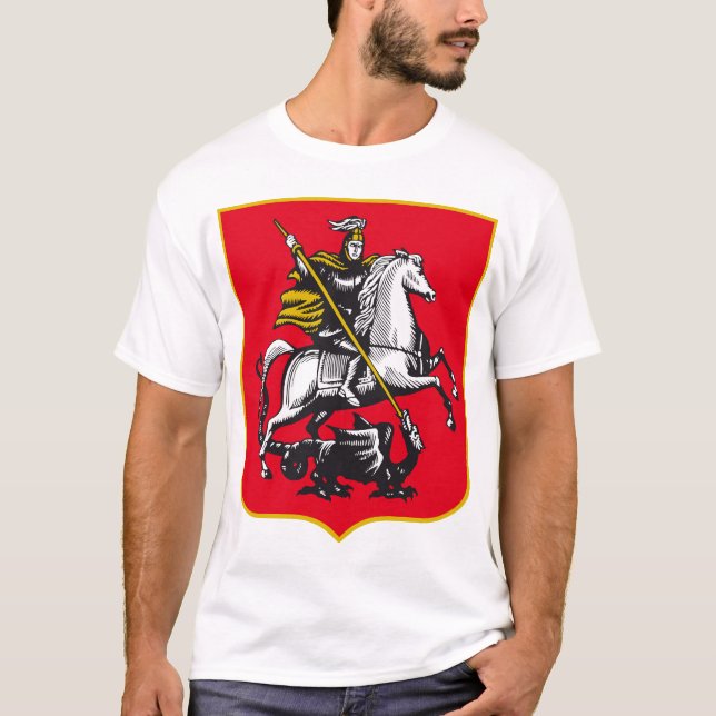 Camiseta Knight on horseback killing the dragon (Frente)