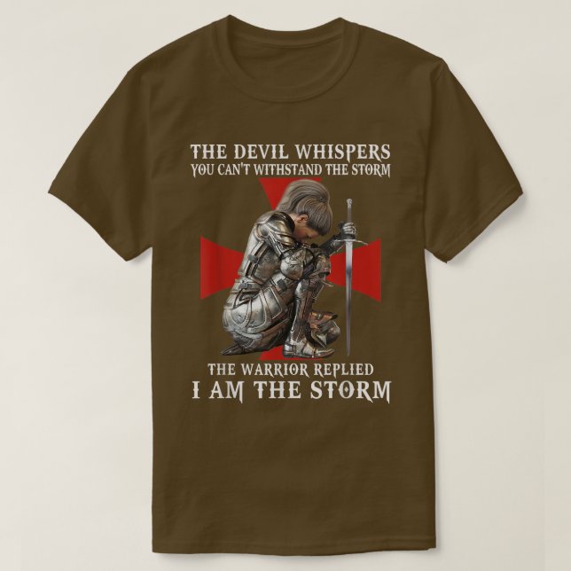 Camiseta Knight Templar Christian Women Warrior Of God I Am (Frente do Design)