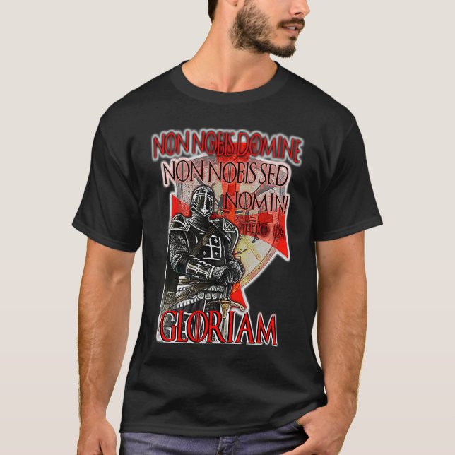 Camiseta Knights Templar Non Nobis Gloriam Crusader Cross W (Frente)