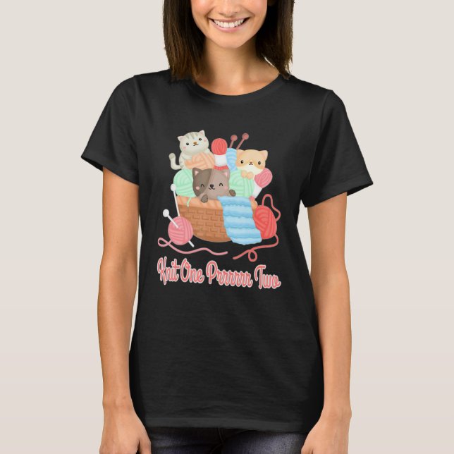 Camiseta Knit One Prrr Two Knitting Cats Kittens (Frente)