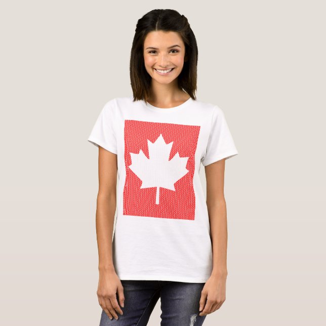 Camiseta Knit Style Maple Leaf Knitting Motif (Frente Completa)