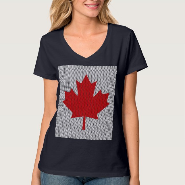 Camiseta Knit Style Maple Leaf Knitting Motif (Frente)